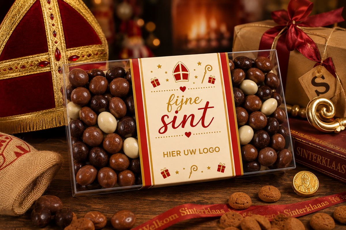 Luxe Geschenkdoosje met chocolade pepernoten - inclusief banderol